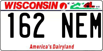 WI license plate 162NEM
