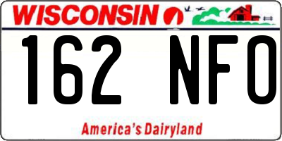 WI license plate 162NFO