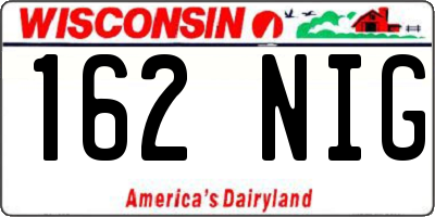 WI license plate 162NIG