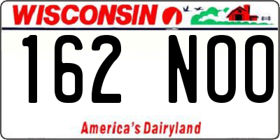 WI license plate 162NOO
