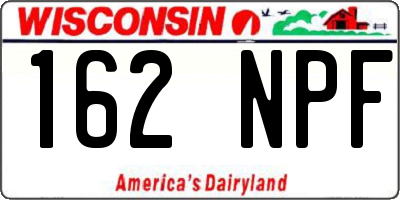WI license plate 162NPF