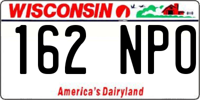 WI license plate 162NPO