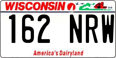 WI license plate 162NRW