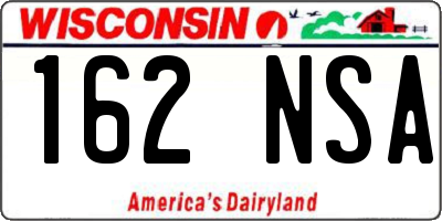WI license plate 162NSA