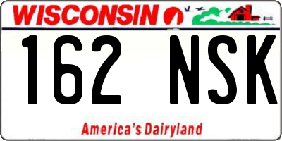 WI license plate 162NSK
