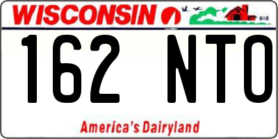 WI license plate 162NTO