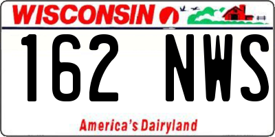 WI license plate 162NWS