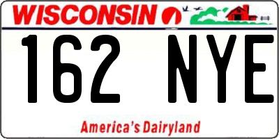 WI license plate 162NYE