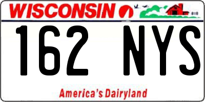 WI license plate 162NYS
