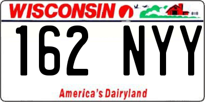 WI license plate 162NYY