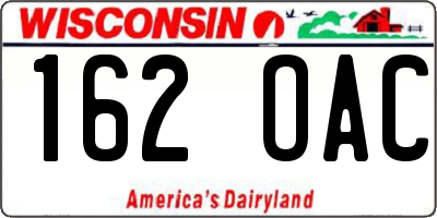 WI license plate 162OAC