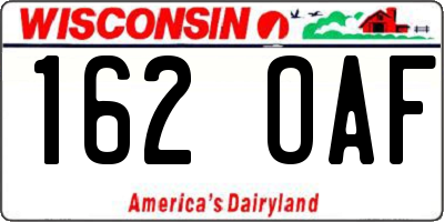 WI license plate 162OAF