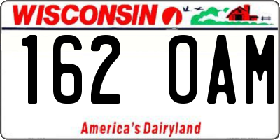 WI license plate 162OAM