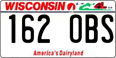 WI license plate 162OBS