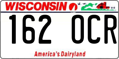 WI license plate 162OCR