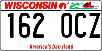 WI license plate 162OCZ