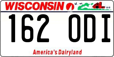 WI license plate 162ODI