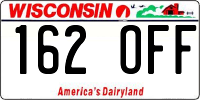 WI license plate 162OFF