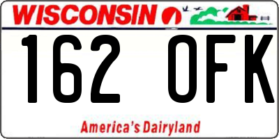 WI license plate 162OFK