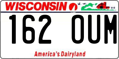 WI license plate 162OUM