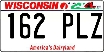 WI license plate 162PLZ