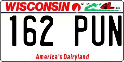 WI license plate 162PUN