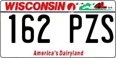 WI license plate 162PZS