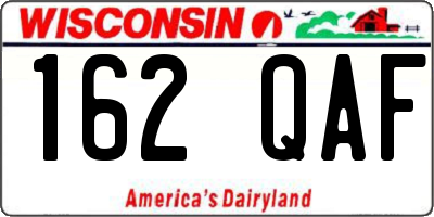 WI license plate 162QAF