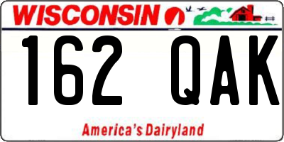 WI license plate 162QAK