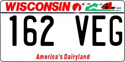 WI license plate 162VEG