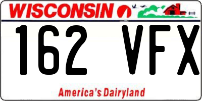 WI license plate 162VFX