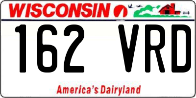 WI license plate 162VRD