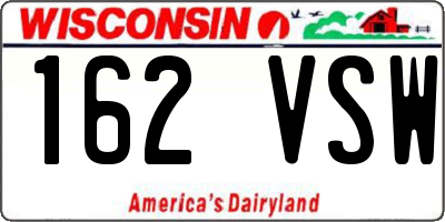 WI license plate 162VSW