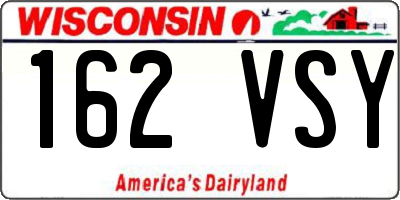 WI license plate 162VSY