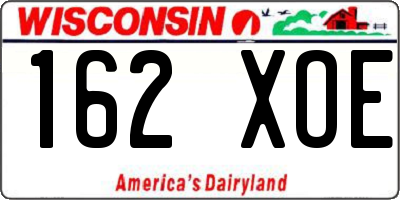WI license plate 162XOE
