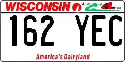 WI license plate 162YEC