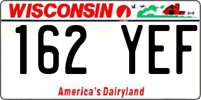 WI license plate 162YEF