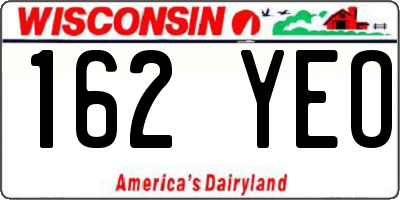 WI license plate 162YEO