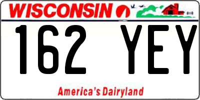 WI license plate 162YEY