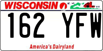 WI license plate 162YFW