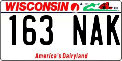 WI license plate 163NAK