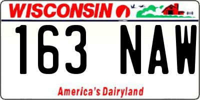 WI license plate 163NAW