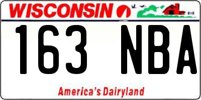 WI license plate 163NBA
