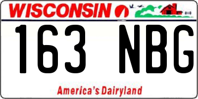 WI license plate 163NBG
