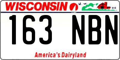 WI license plate 163NBN