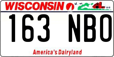WI license plate 163NBO