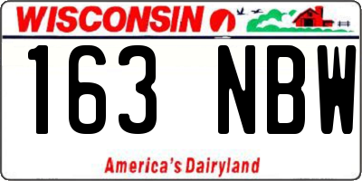WI license plate 163NBW