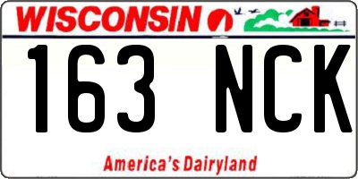 WI license plate 163NCK