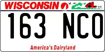 WI license plate 163NCO