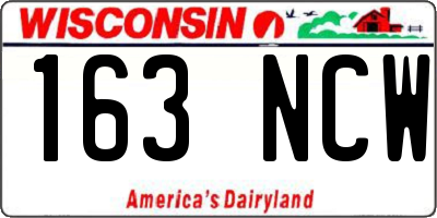WI license plate 163NCW